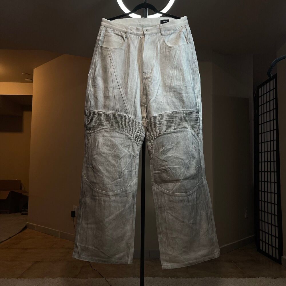 Balenciaga Style SS23 Mudshow Biker White Baggy Denim Pants